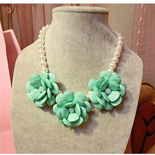 Daphne Fresh Candy Colored Camellia Flower Dress Pearl Clavicle Chain Necklace (Screen Color)