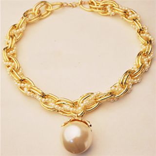 Daphne Luxury Large Pearl Pendant Crude Chain Twist Clavicle Chain Necklace (Screen Color)