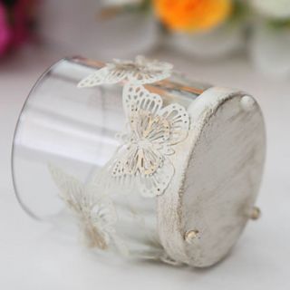 4H Romantic Style Butterfly Type Glass Votive Candle Holder