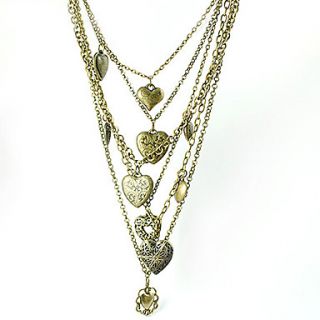 Yumfeel Womens Vintage Multilayer Chain Heart Gem Necklace