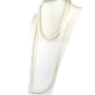 Yumfeel Womens Vintage Pearl Strands Long Necklace