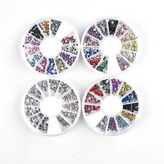 4PCS Wheel Mini Rhinestone Mixed Style Colorful Nail Art Decoration