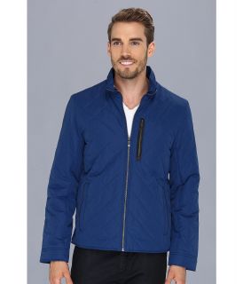 Cole Haan Quilted Jacket w/ Leather Details Mens Coat (Blue)