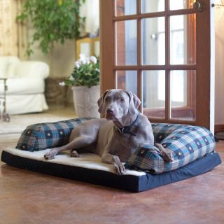 Beasleys Couch Dog Bed   Teal Pawprint Plaid Multicolor   BK/PAW/L, Large