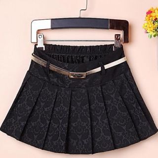 Womens Collect Waist Pure Color Skirt