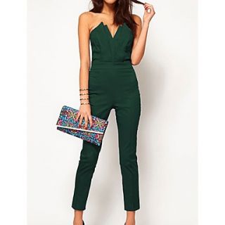 Womens Sexy Jumpsuit with Pleated Bust Origami Detail