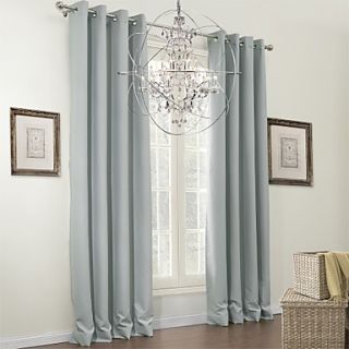 (One Pair Grommet Top) Grey Solid Classic Blackout Curtain