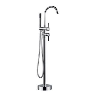 Floor Standing Tub Faucet with Hand Shower   Chrome Finish