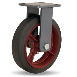 Hamilton Workhorse Caster   8Dia.X2W Rubber Wheel   500 Lb. Capacity A  3/4 Straight Roller Bearing   Rigid   Black/Red