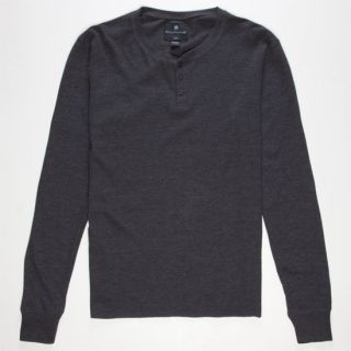 Solid Mens Henley Thermal Charcoal In Sizes Small, Large, Medium, Xx