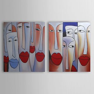 Hand painted People Oil Painting with Stretched Frame   Set of 2