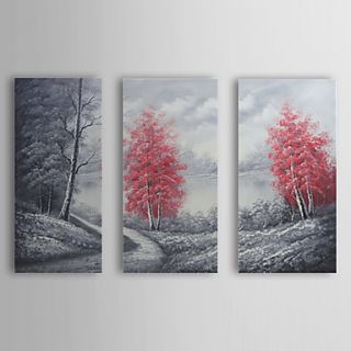 Hand Painted Oil Painting Landscape Trees and Trod with Stretched Frame Set of 5 1307 LS0359
