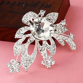 Exquisite Silver Plated Rhinestone Flower Brooch