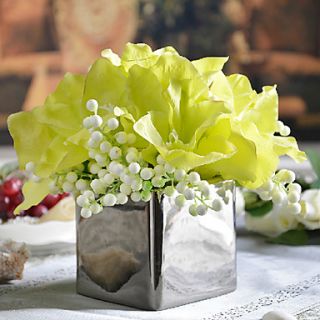 12.75 Yellow Petals Arrangement With Square Ceramic Vase
