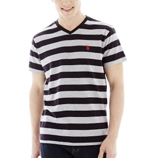 U.S. Polo Assn. Striped V Neck Tee, Black/Grey, Mens