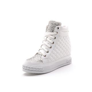 MLKL Casual Dunk High Increased Slope Thick Platform Wedge Heel Shoes(White)