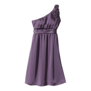 TEVOLIO Womens Plus Size Satin One Shoulder Rosette Dress   Plum Spice   26W