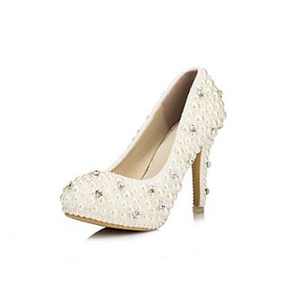 Leatherette Womens Wedding Stiletto Heel Platform Pumps/Heels With Rhinestone Shoes