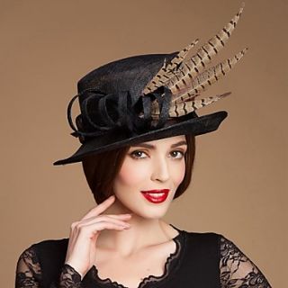 Unique Flax Ladies Wedding/ Party/ Outdoor Hat With Feather (More Colors)