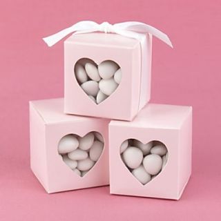 White Favor Box With Heart Shaped Window (Set of 12)