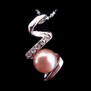 Noble Silver Pink Freshwater Pearl Pendant With Necklace
