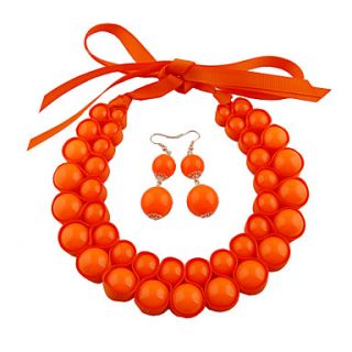 Womens Orange Fluorescence Color NecklaceEarrings Set
