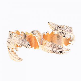 Lureme Gold Plated Metal Leaf Open Ring