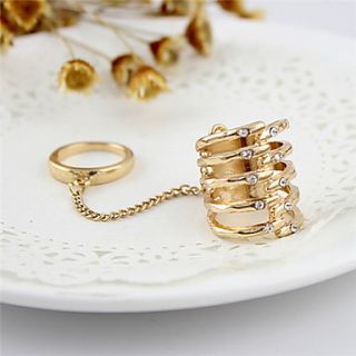 Kayshine Womens Modern Golden Alloy Rhinestone Studded Ring