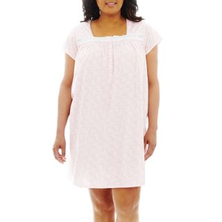 Earth Angels Short Sleeve Nightgown   Plus, Pink, Womens