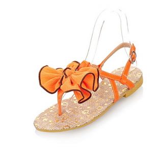 Leatherette Womens Flat Heel T Strap Sandals with Flower Shoes(More Colors)