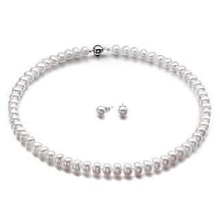Luckypearl 9 10 mm Natural Pearls 925 Silver Jewelry Set SD0002W220270