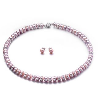 Luckypearl 9 10 mm Natural Pearls 925 Silver Jewelry Set SD0004L220270