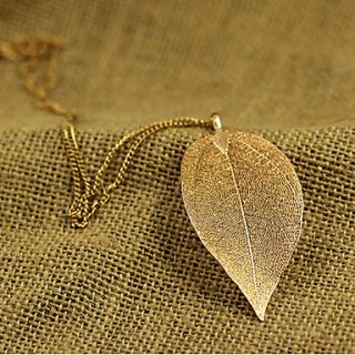 Shining Fashion Alloy Leaf Pendant Necklace (Screen Color)