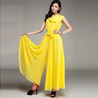 Color Party Womens Bownknot Loose Fit Dress (Yellow)