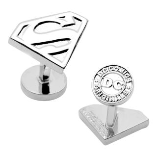 Silver Superman Shield Cufflinks, Mens