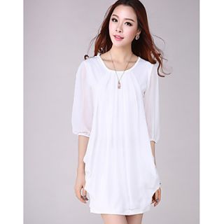 E Shop 2014 Summer Fake Two Pieces Slim Fold Chiffon Dress (White)
