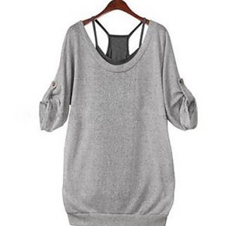 Successful Backless 2Pcs Loose Shirt (Gray)