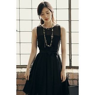 Qcqy Sleeveless Chiffon Princess Dress (Black)