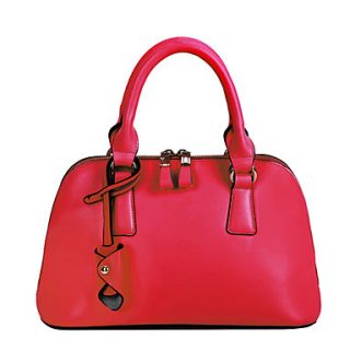 Global Freeman Womens Fashion Free Man Simple Solid Color Leather Shell Bag(Red)