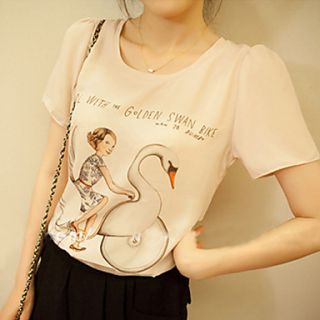 BeiYan Womens Simple Cartoon Print Cozy T Shirt(Screen Color)
