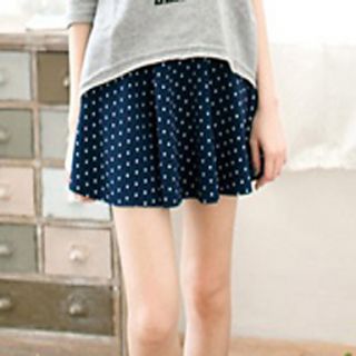 BeiYan Womens Simple College Polka Dots Skirt(Navy Blue)