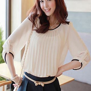 BeiYan Womens Korean Simple Sweet Chiffon Shirt(White)