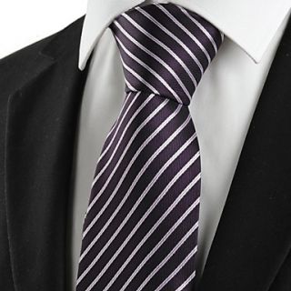Tie New Striped White Purple Black Mens Tie Necktie Wedding Party Holiday Gift
