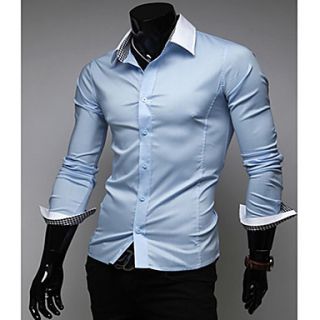 HKWB Casual Contrast Color Check Shirt(Light Blue)