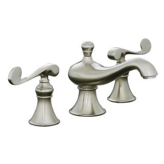 Kohler K 16102 4 bn Vibrant Brushed Nickel Revival Widespread Lavatory Faucet With Scroll Lever Handles