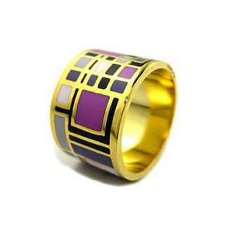 Unisex Intricate Geometric Brass Enamel Rings (13mm)