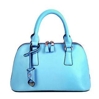 Global Freeman Womens Fashion Free Man Simple Solid Color Leather Shell Bag(Light Blue)