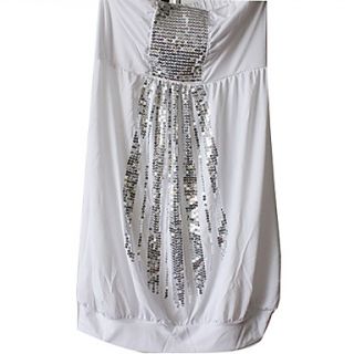 Landgravine Womens Sexy Strapless Solid Color Bodycon Dress(White)