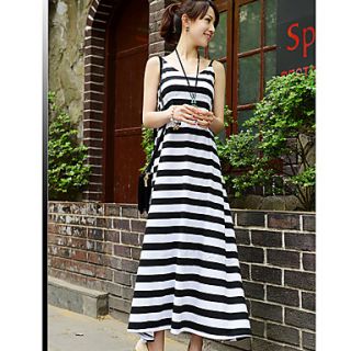 QianyuCasual Bohemia Stripe High Waist Dress(Screen Color)