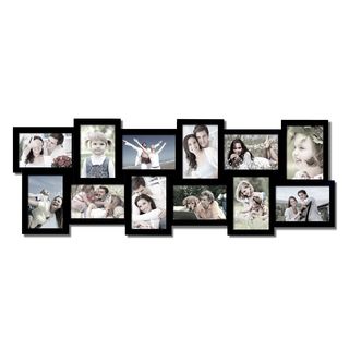 Adeco 12 opening Black Wooden Wall Hanging Collage Photo Frames